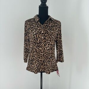 NEW Leopard Print Button-Up Blouse